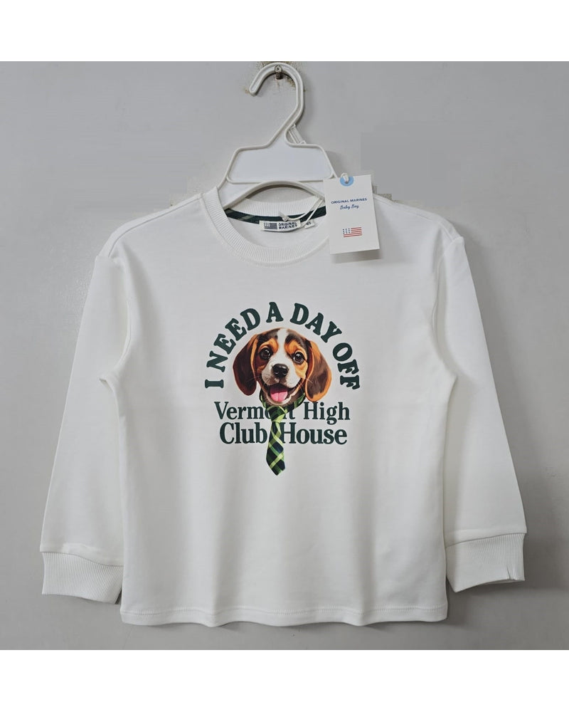 Boys' Printed Round Neck Sweatshirt stock lot CH/K-34197 - white
