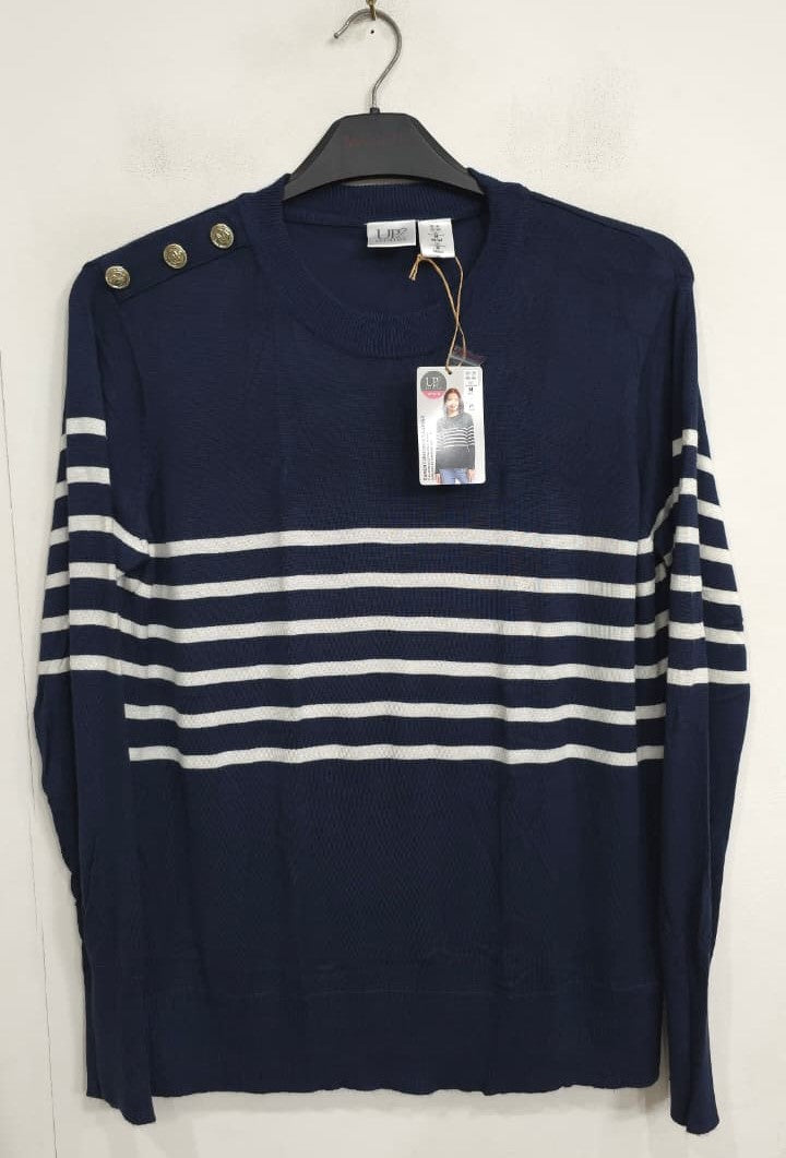 Women's Long Sleeve Sweater stock lot CH/W-34074 - navy stripe