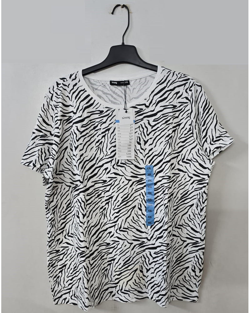 Women's Printed Crew Neck Short Sleeve T-Shirt stock lot CH/W-34079