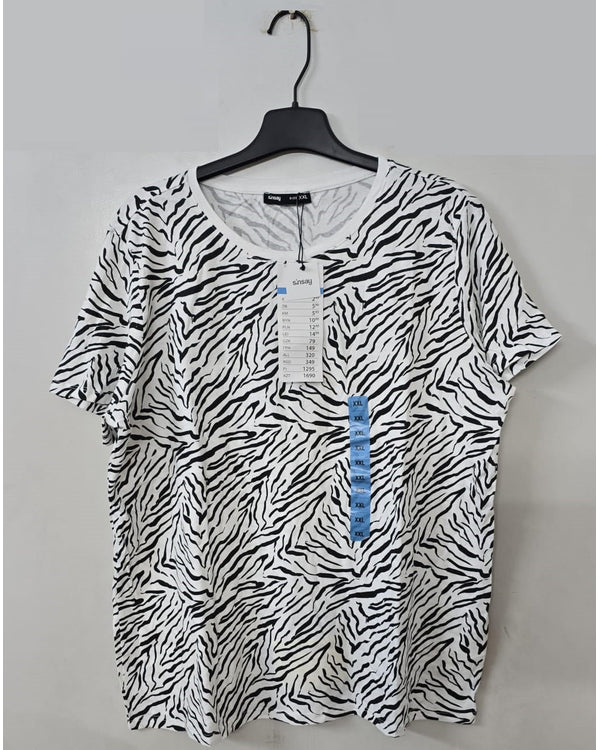 Women's Printed Crew Neck Short Sleeve T-Shirt stock lot CH/W-34079