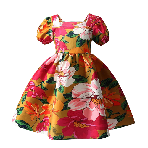Kids Girls Summer Dress Short Puff Sleeve