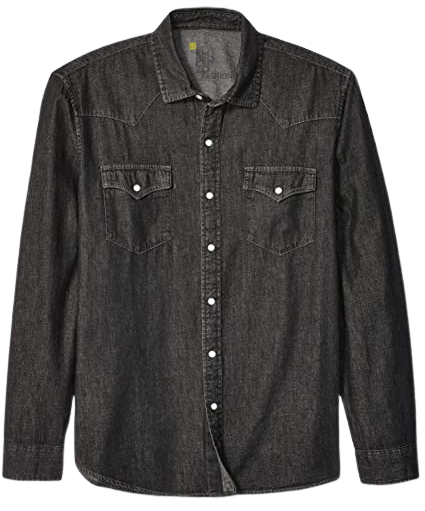 Men's Regular Fit Long Sleeve Black Denim Shirt