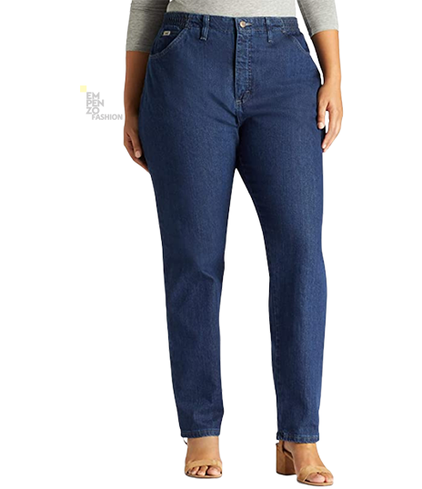 Women's Plus Size Relaxed Fit Side Elastic Tapered Leg Jeans